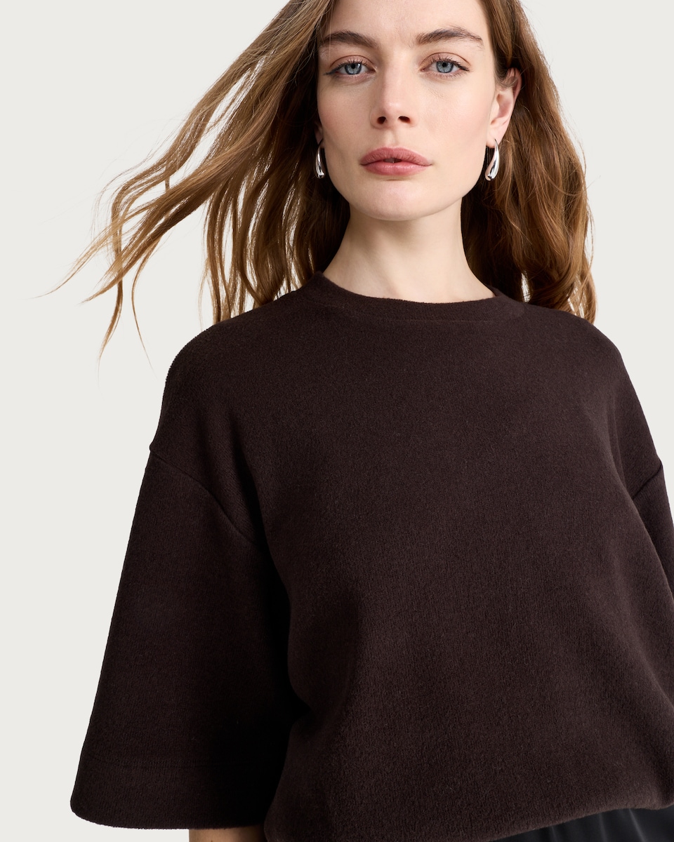 image 1 of F&F Textured Oversized Fit T-Shirt in Chocolate