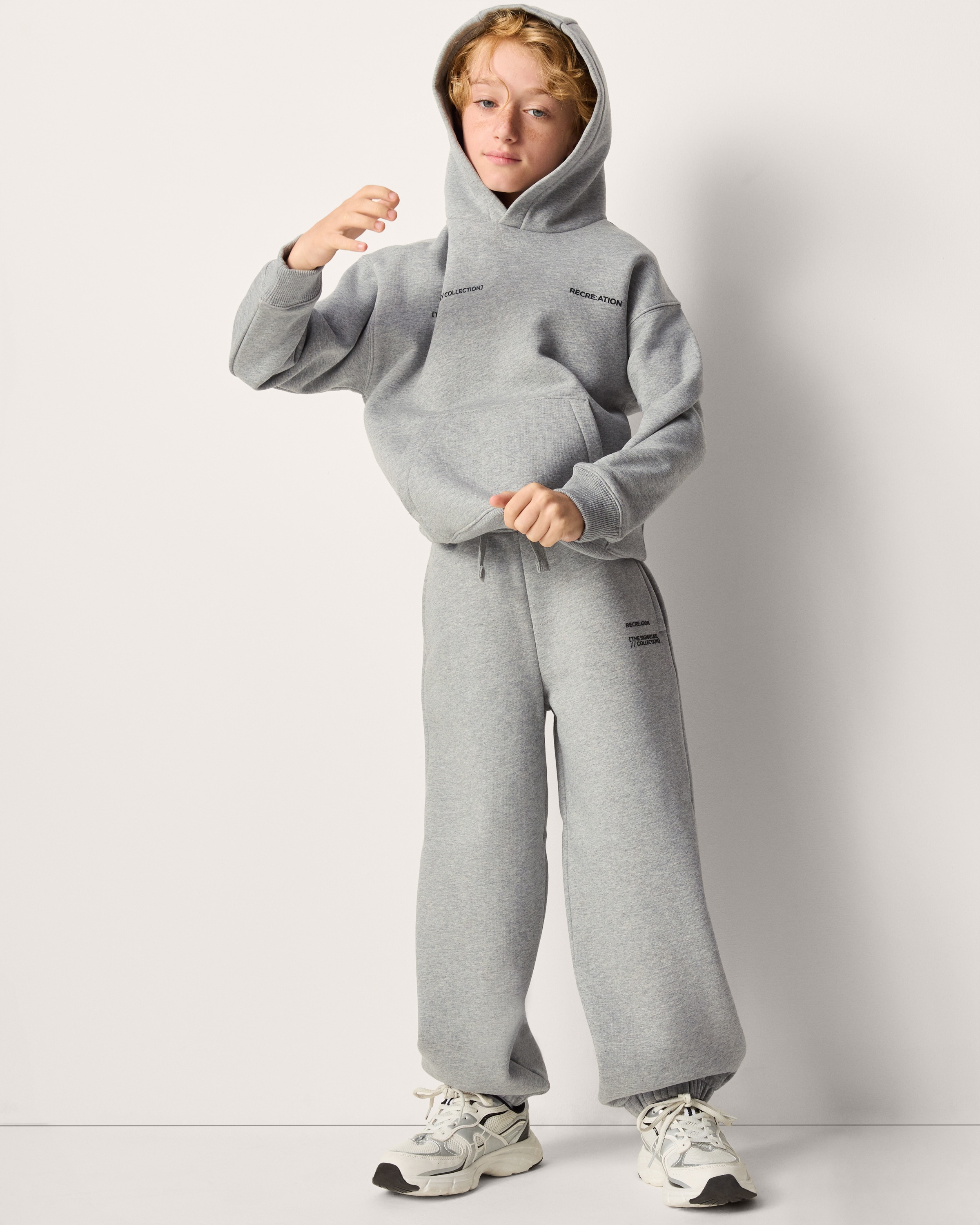 F&F Boys Cotton Rich Slogan Hoodie in Grey Marl, 10-11 Years