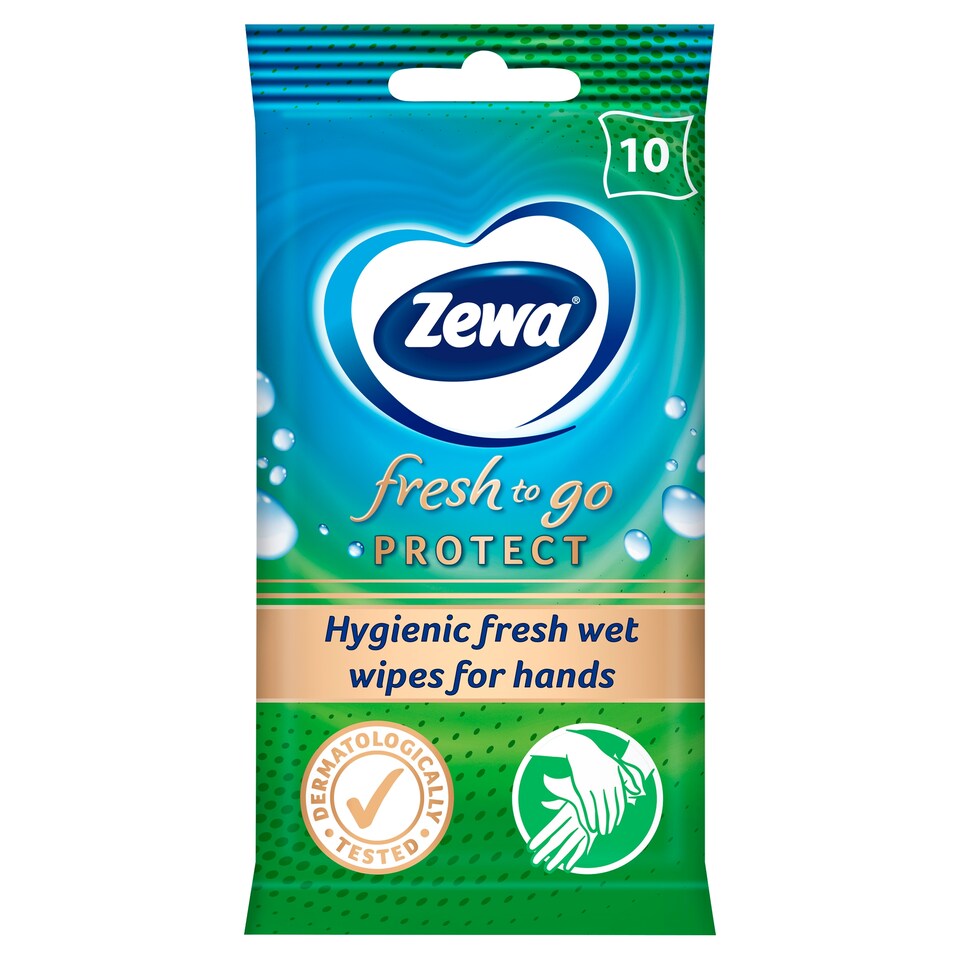Zewa Fresh To Go Protect Hygienic Fresh Hands Wet Wipes 10 pcs