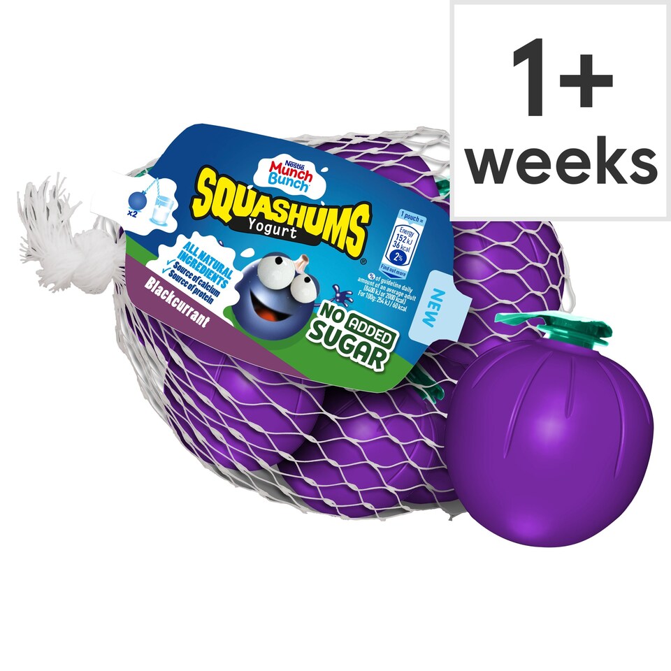 MUNCH BUNCH SQUASHUMS SHAPES NO ADDED SUGAR BLACKCURRANT 5X60G Tesco