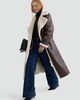 image 3 of The F&F Edit Double-Breasted Shearling Coat in Brown
