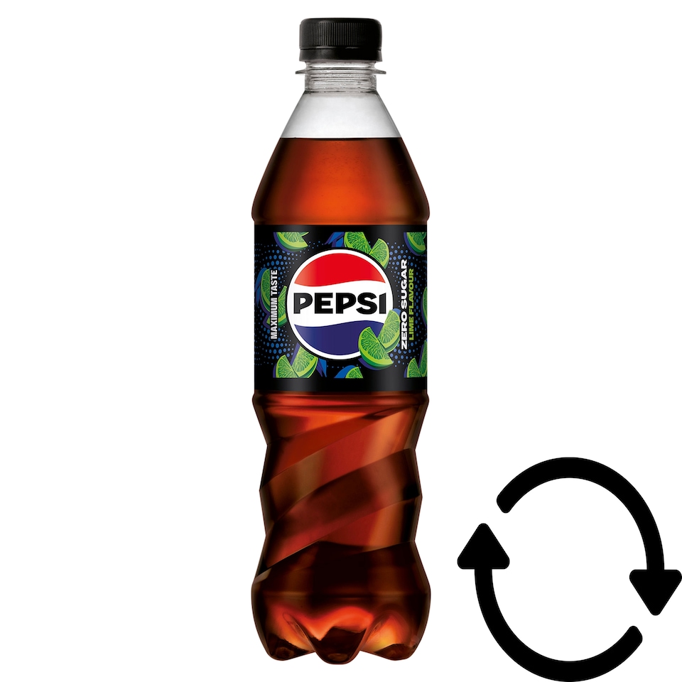 Pepsi Zero Cola Flavoured Energy-Free Carbonated Drink with Sweeteners and Lime Flavour 0,5 l