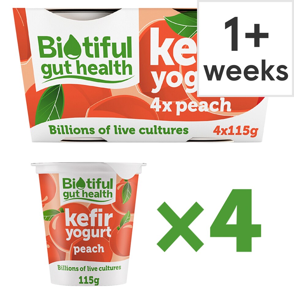 image 1 of Biotiful Gut Health Multipack Kefir Yogurt Peach 115g x 4