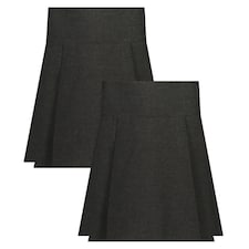 F&F School Girls 2-Pack Pleated Skirts in Grey