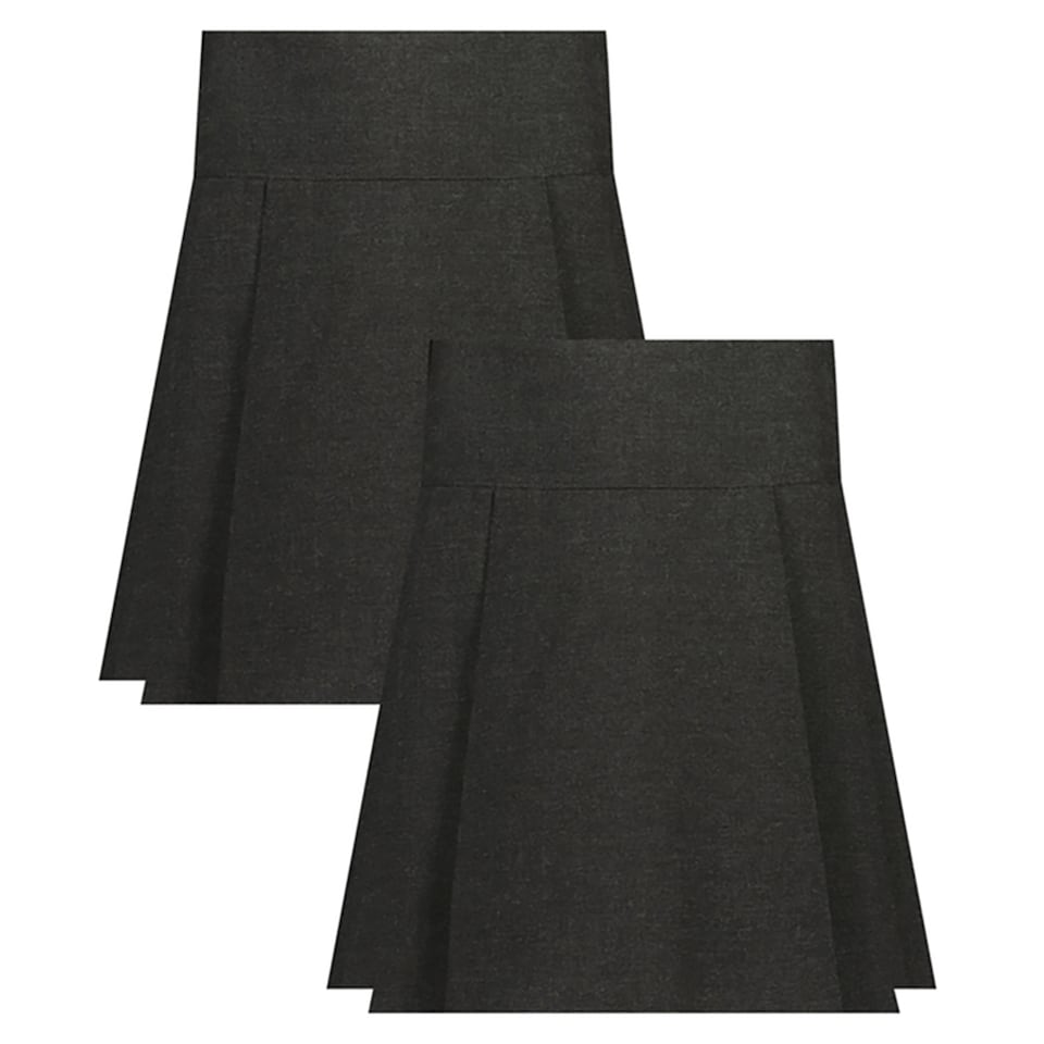 F&F School Girls 2-Pack Pleated Skirts in Grey