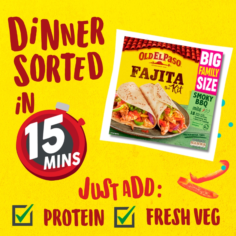 image 1 of Old El Paso Smoky Bbq Family Fajita Kit 750G