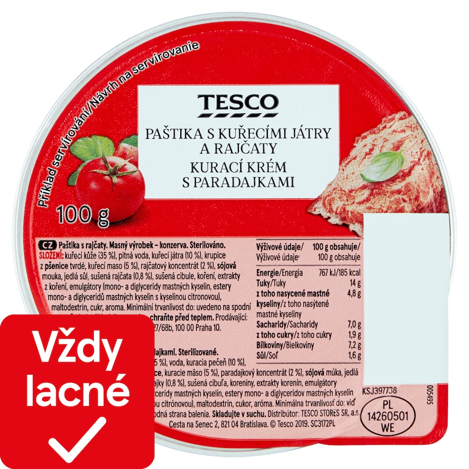 Tesco Kurací krém s paradajkami 100 g