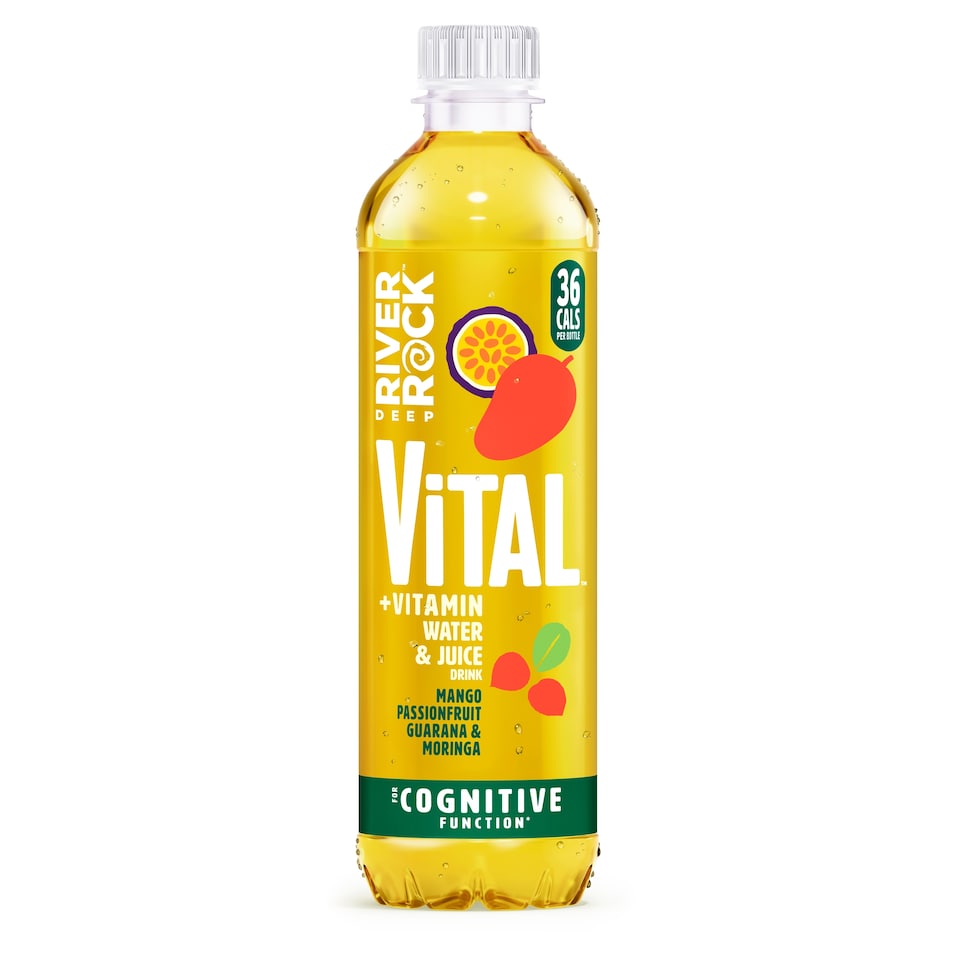 Deep River Rock Vital + Vitamin Water & Juice Mango Passionfruit Guarana & Moringa 450ml