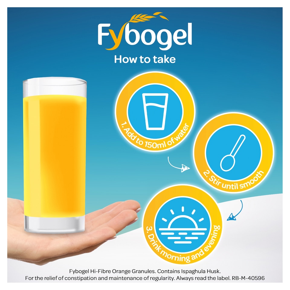image 1 of Fybogel Hi-Fibre Orange Constipation Relief Sachets - Ispaghula Husk Fibre Drink 30s