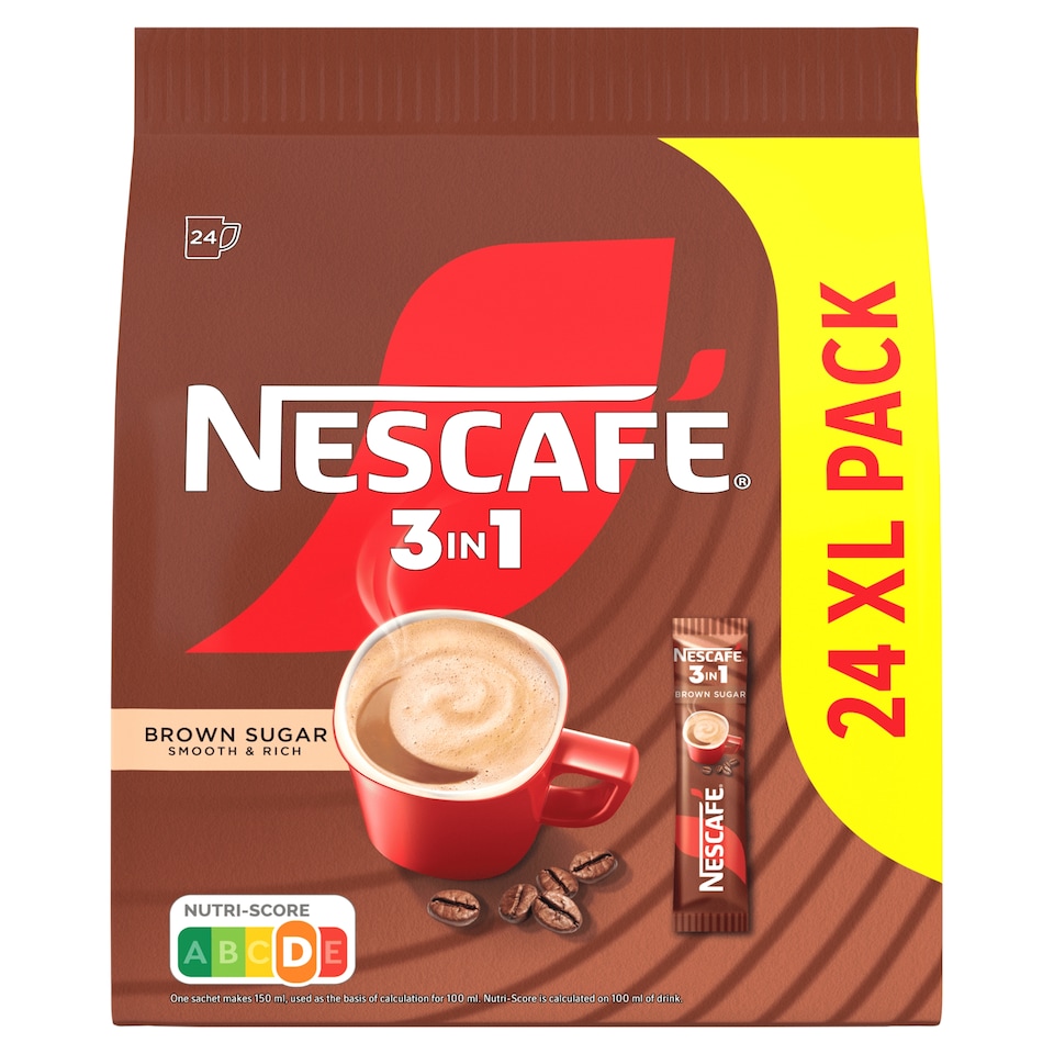 NESCAFÉ 3in1 Brown Sugar azonnal oldódó kávéspecialitás barna cukorral 24 x 16,5 g (396 g)