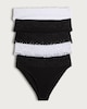image 4 of F&F 5-Pack Cotton Rich High Leg Lace Trim Knickers in Multi