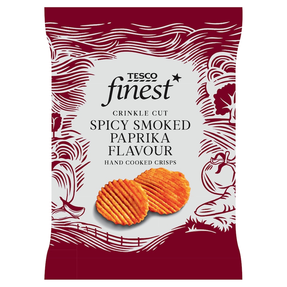 Tesco Finest Crinkle Cut Spicy Smoked Paprika Hand Cooked Crisps 150g