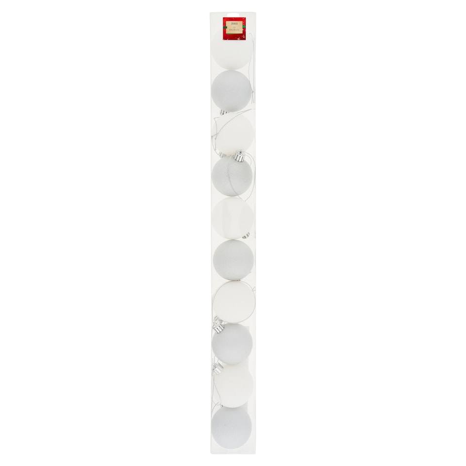 Tesco White Baubles 60 mm 10 pcs