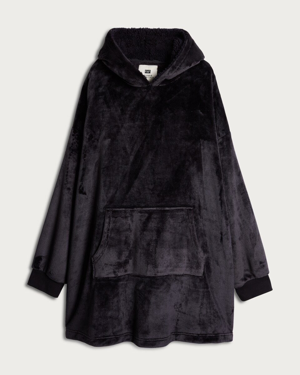 image 1 of F&F Fleece Oversized Pyjama Hoodie in Black