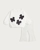 image 1 of F&F Baby 2-Piece Cotton Rich Bow Sweatshirt and Flared Leggings Set in White