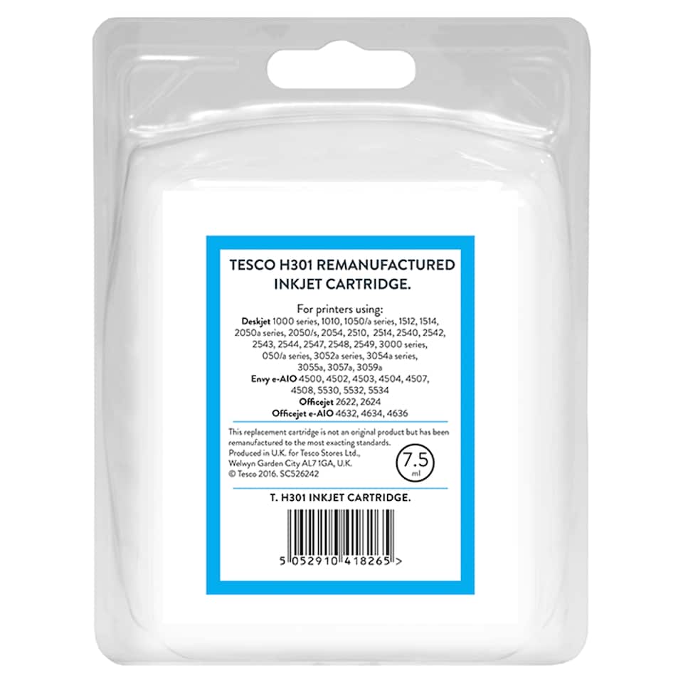 image 1 of Tesco Remanufactured HP 301 Colour Ink Cartridge