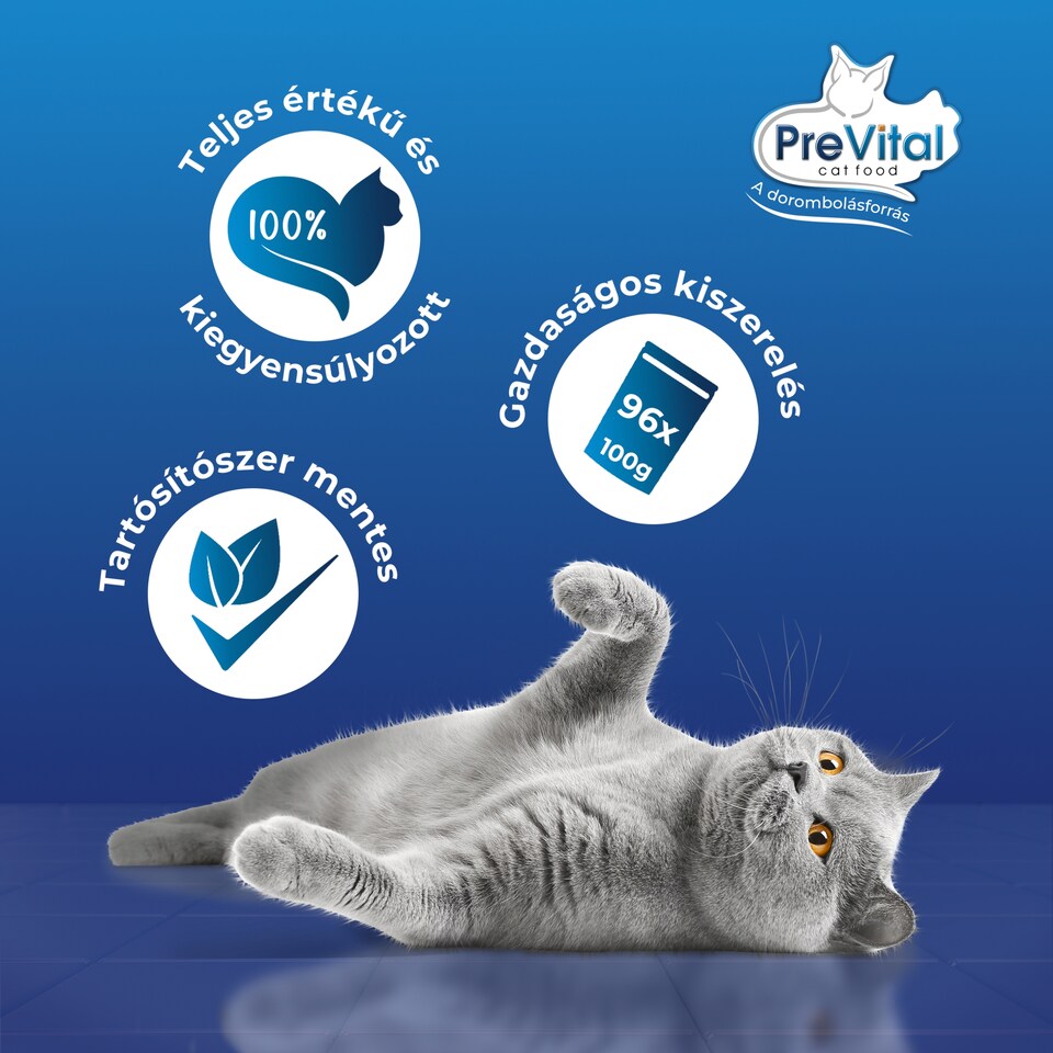 image 1 of PreVital Wet Cat Food for Adult Cats Pouch 96 x 100 g