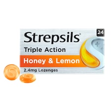 Strepsils Triple Action Honey & Lemon Throat Lozenges 24 Pack
