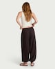 image 3 of F&F Linen Rich Balloon Leg Drawstring Trousers in Chocolate