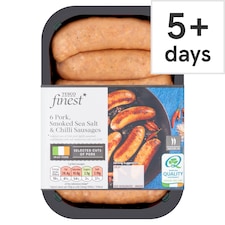 Tesco Finest 6 Pork Smoked Sea Salt & Chilli Sausages 454g