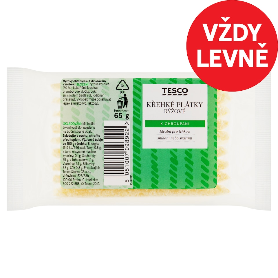 Tesco Křehké plátky rýžové 65g