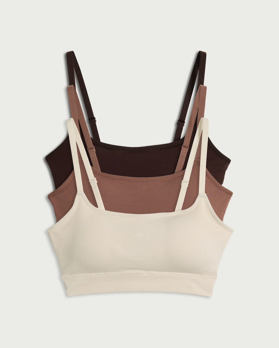 image 1 of F&F 3-Pack Seamfree Contour Crop Tops in Multi