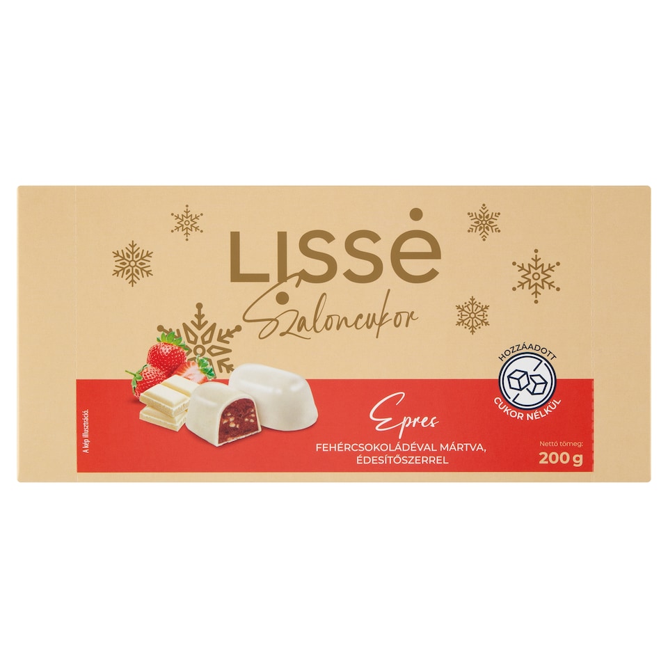 Lissé Strawberry Christmas Candies Dipped in White Chocolate with Sweetener 200 g