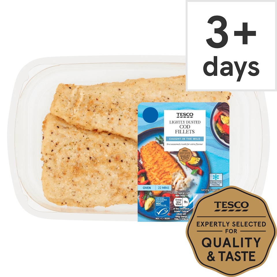 Tesco Lightly Dusted Cod Fillets 255G