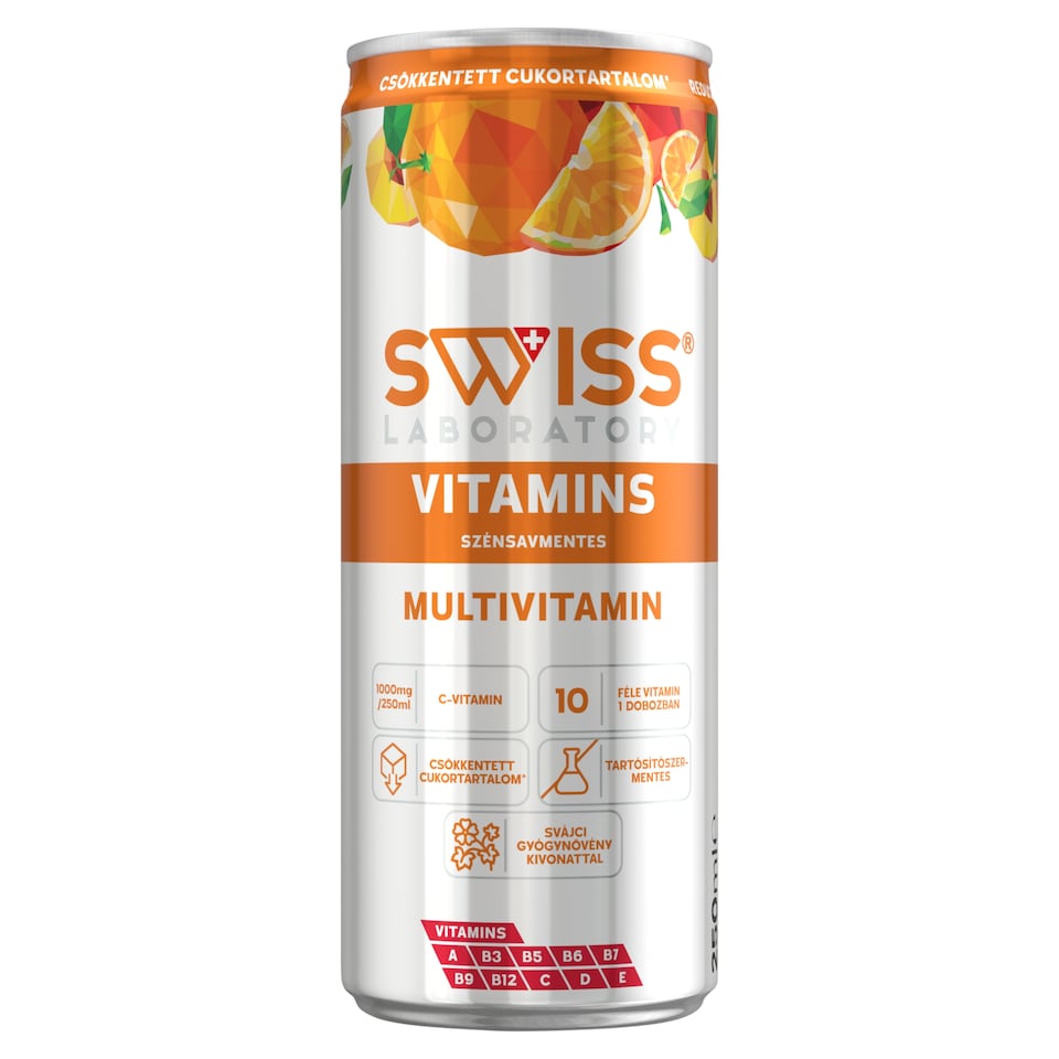 Swiss Laboratory Vitamins multivitamin szénsavmentes ital svájci gyógynövény kivonattal 250 ml   1. kép