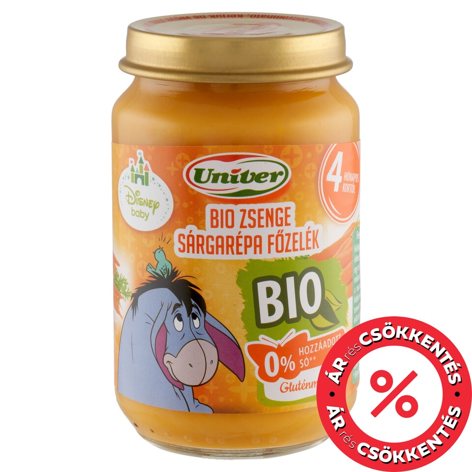 Univer Disney Baby bio zsenge sárgarépa főzelék 4 hónapos kortól 163 g