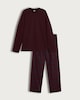 image 4 of F&F Long Sleeved Fleece Check Print Pyjamas in Burgundy