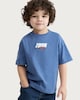 image 1 of F&F Boys Pure Cotton Racing Car Print Short Sleeved T-Shirt in Blue