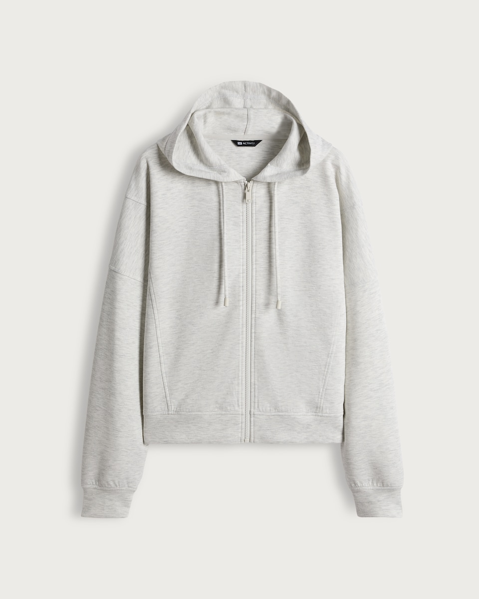 image 1 of F&F Active Seam Detail Zip Up Hoodie in Grey Marl