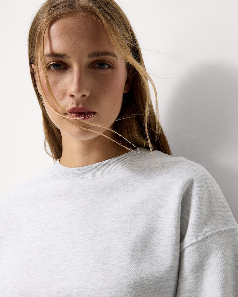 image 1 of F&F Cotton Rich Balloon Sleeved Sweatshirt in Grey Marl