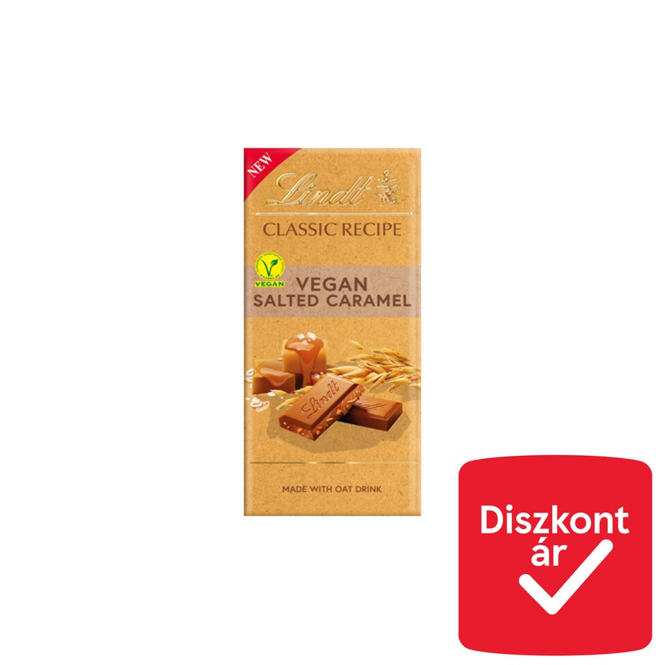 Lindt Classic Recipe Vegan Salted Caramel Cocoa Slices with Oat Milk and Almond Paste 100 g