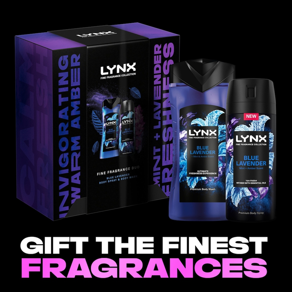 image 1 of Lynx Fine Fragrance Duo Blue Lavender Bodyspray & Bodywash Gift Set