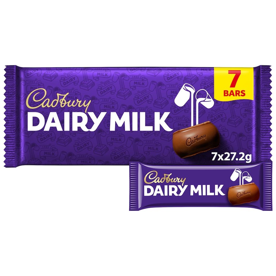 Cadbury Dairy Milk Chocolate Bar Multipack 7 Pack 7 x 27.2g