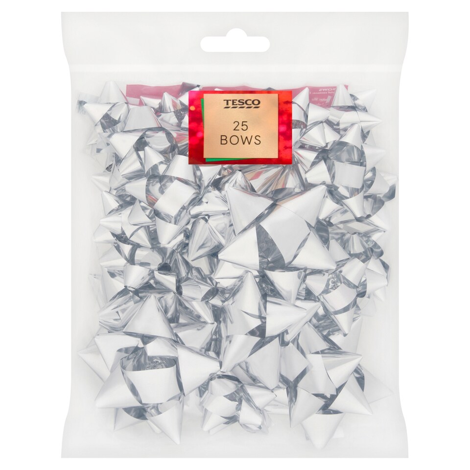 Tesco Silver Pet Bows 25 Pack