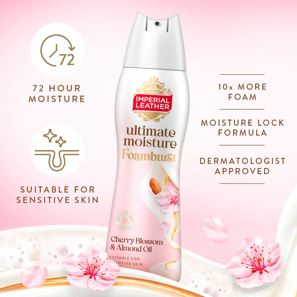image 1 of IMPERIAL LEATHER ULTIMATE MOISTURE FOAMBURST CHERRY BLOSSOM & ALMOND 200ML
