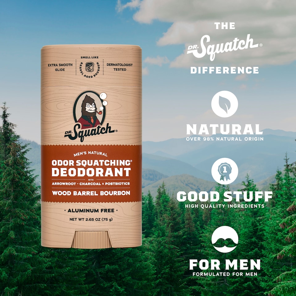 image 1 of DR. Squatch Natural Stick Deodorant Wood Barrel Bourbon 75g