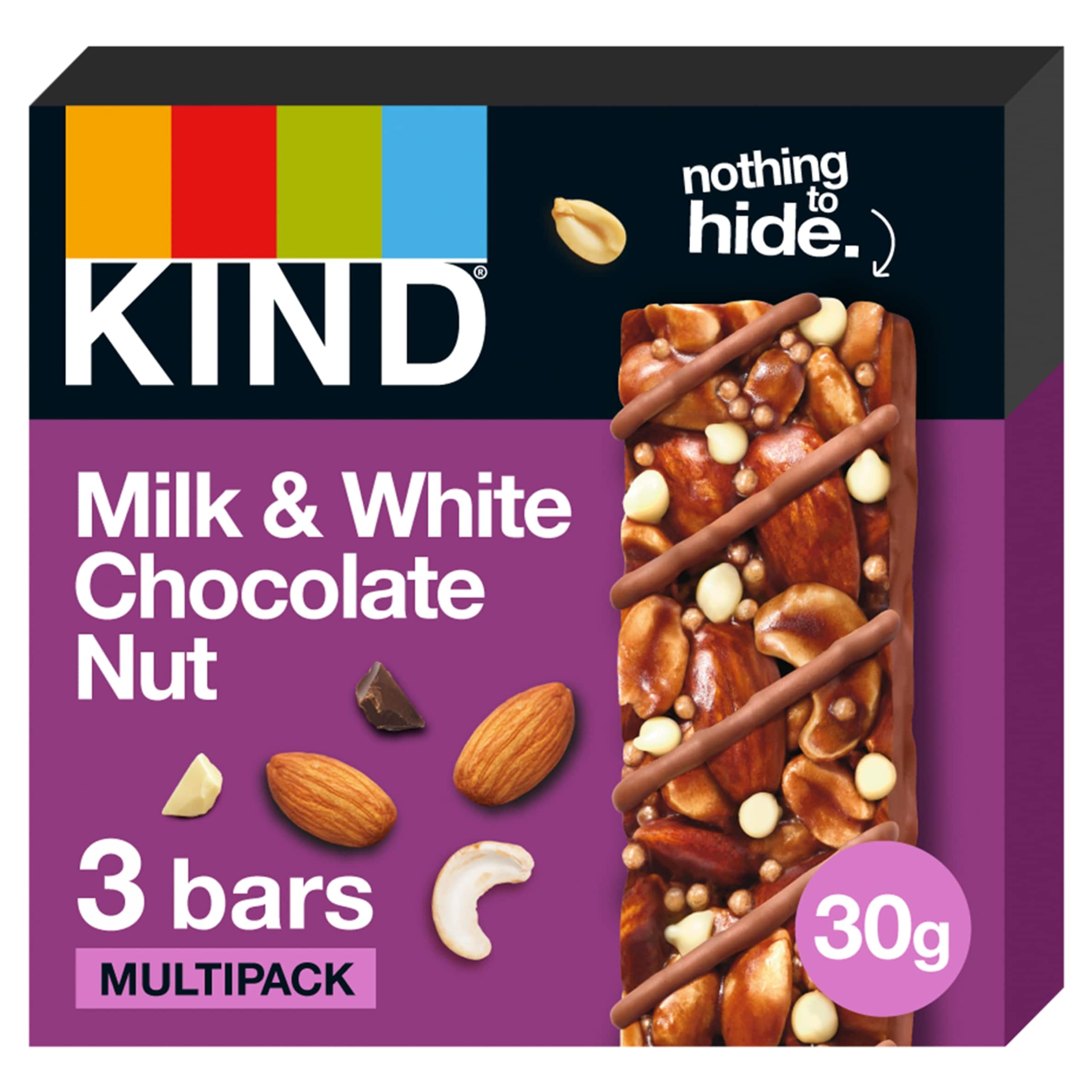 KIND Milk & White Chocolate Nut Bars 3x30g - Tesco Groceries