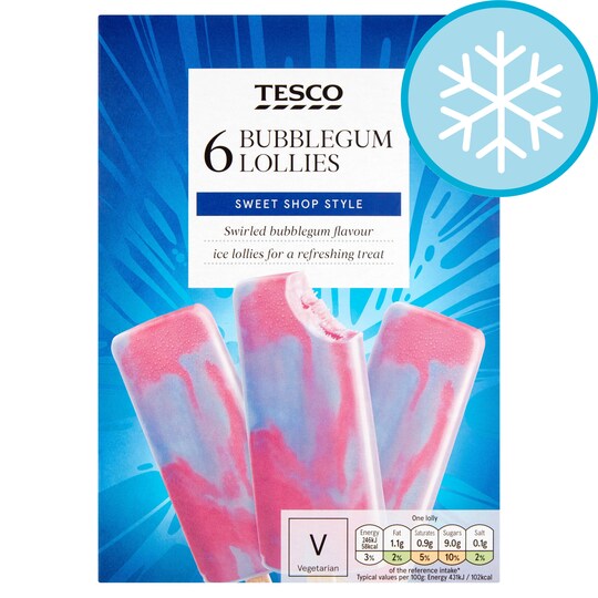 Tesco Bubblegum Lollies 6x55ml Tesco Groceries