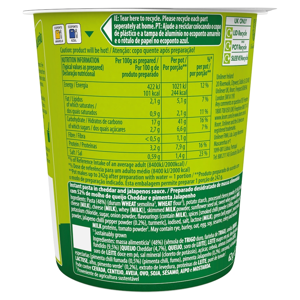 image 1 of Knorr Pasta Snack Pot Cheddar And Jalapeno 62G
