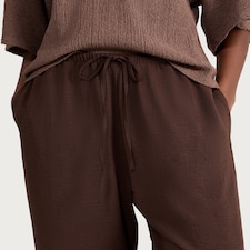 F&F Wide Leg Drawstring Trousers in Chocolate
