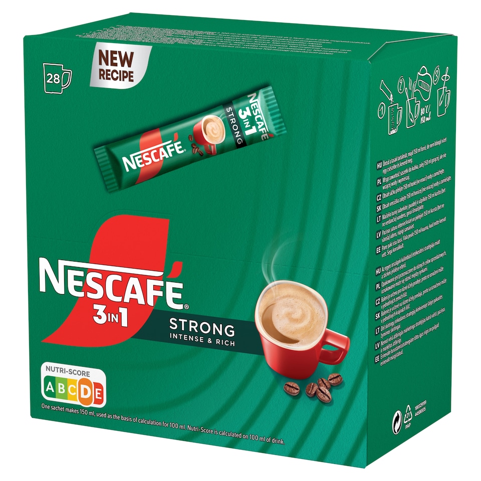 NESCAFÉ 3in1 Strong Intense & Rich azonnal oldódó kávéspecialitás 28 x 14 g (392 g)  1. kép
