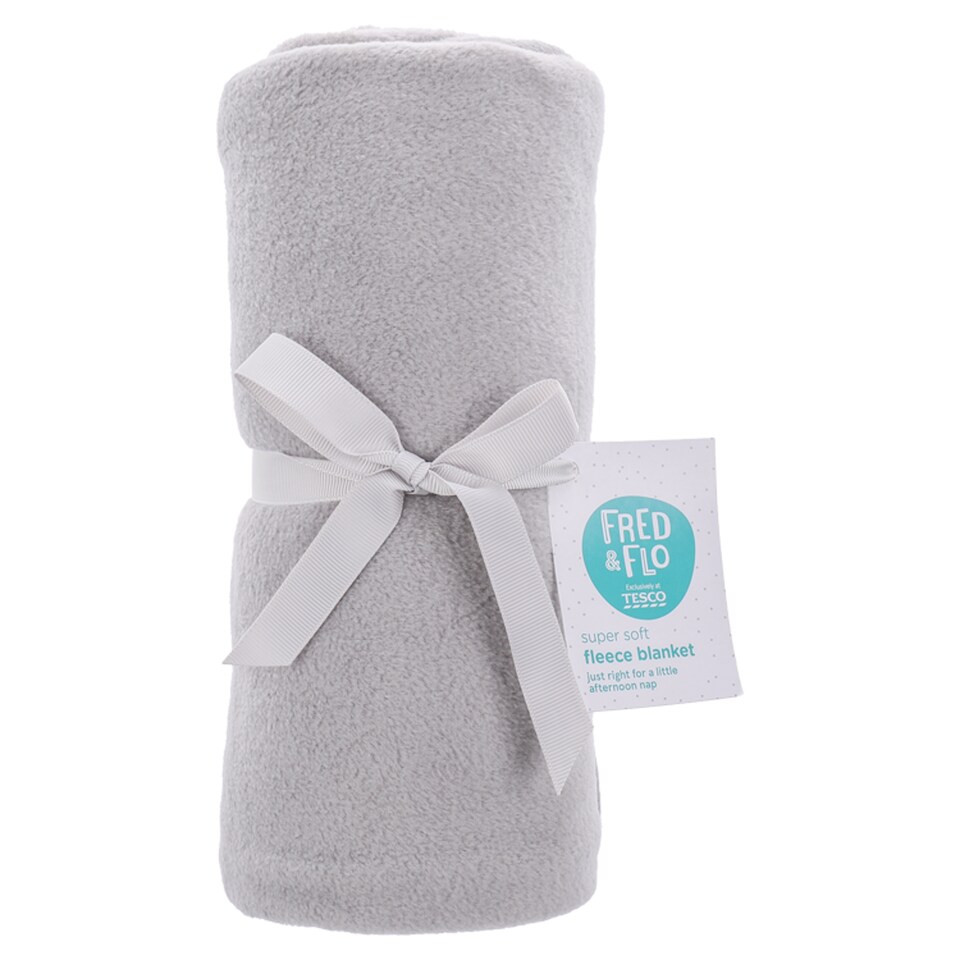 Fred & Flo Grey Cotbed Fleece Blanket