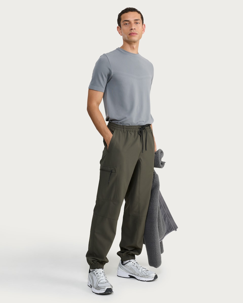 image 1 of 9 Peaks Elasticated Cargo Trousers in Khaki