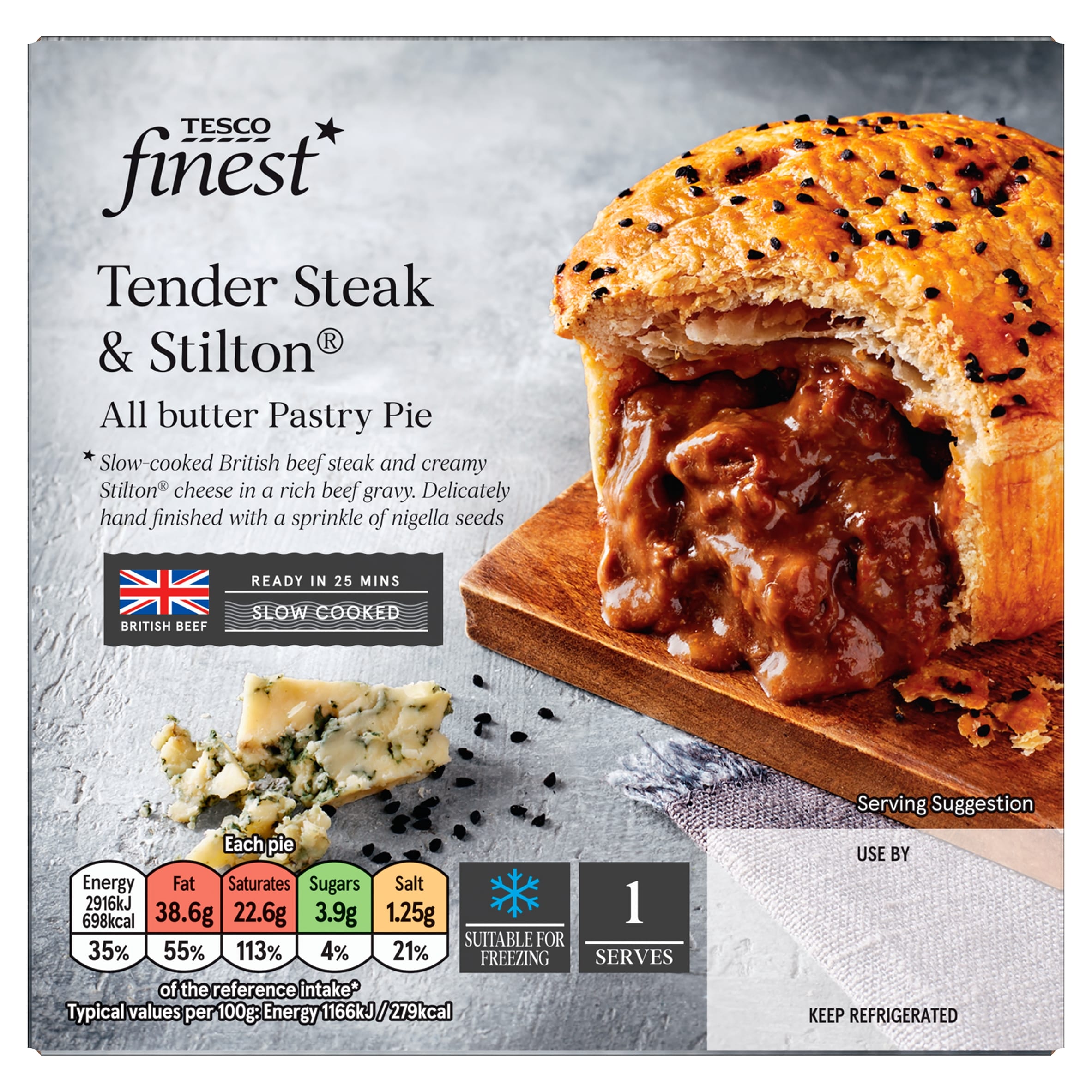 Tesco Finest Steak & Stilton Pie 250G