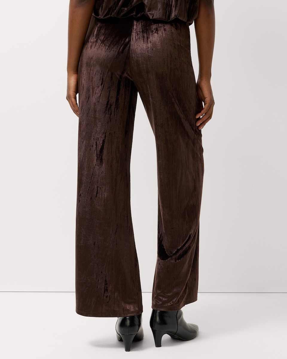 image 1 of F&F Velvet Wide Leg Trousers in Brown