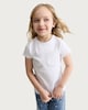 image 1 of F&F Girls Pure Cotton Floral Trim T-Shirt in White